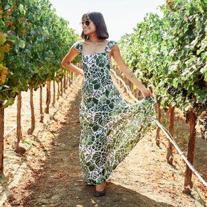 The Napa | Olive Green Resort Dress with Ruffle Straps